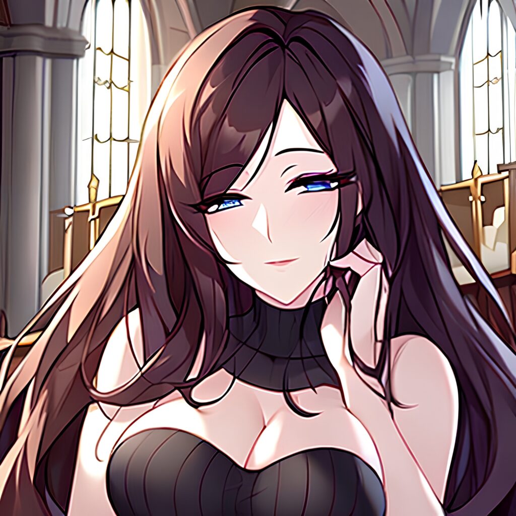 church long hair messy hair fishnet woman brunette 