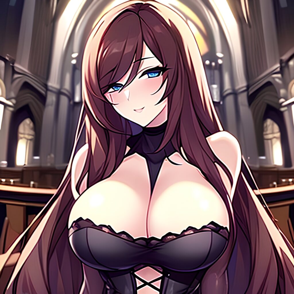 church long hair messy hair woman brunette fishnet 
