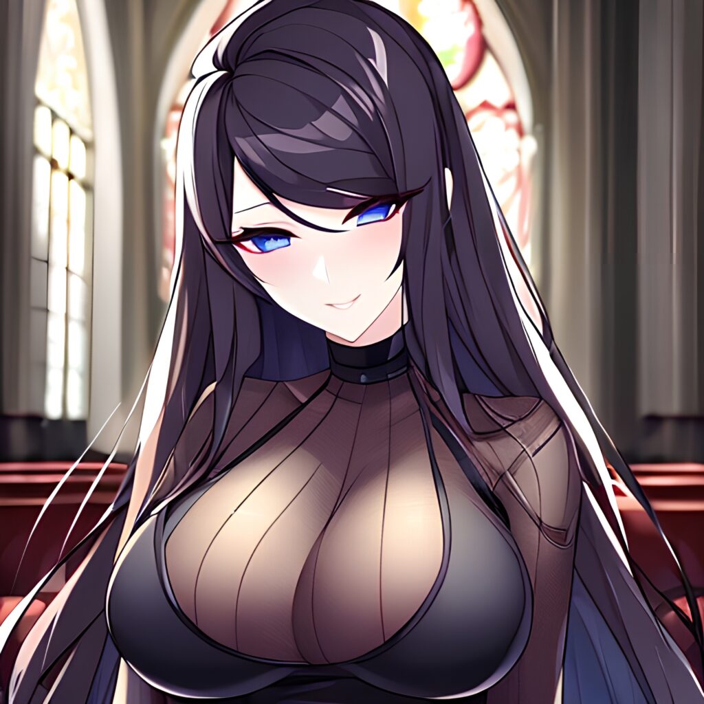 church long hair messy hair woman fishnet brunette 