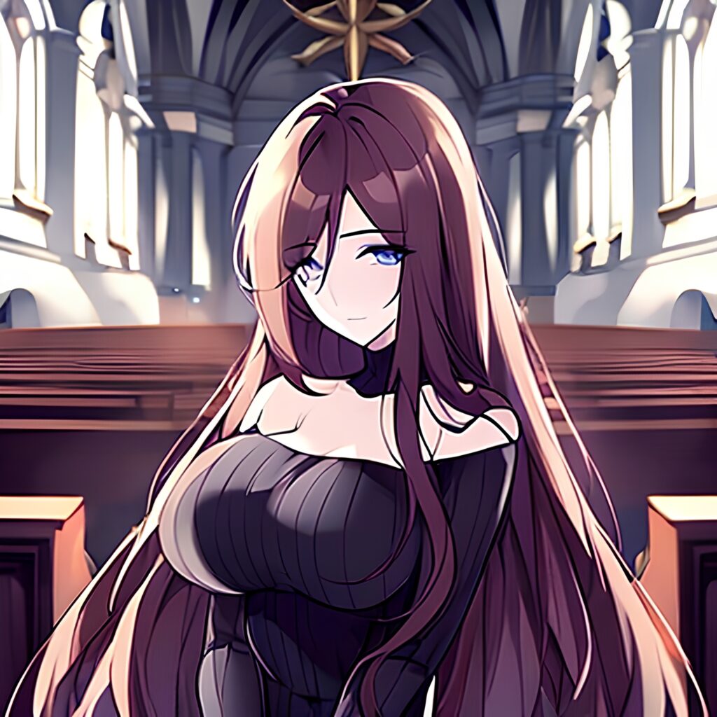 church long hair woman messy hair fishnet brunette 