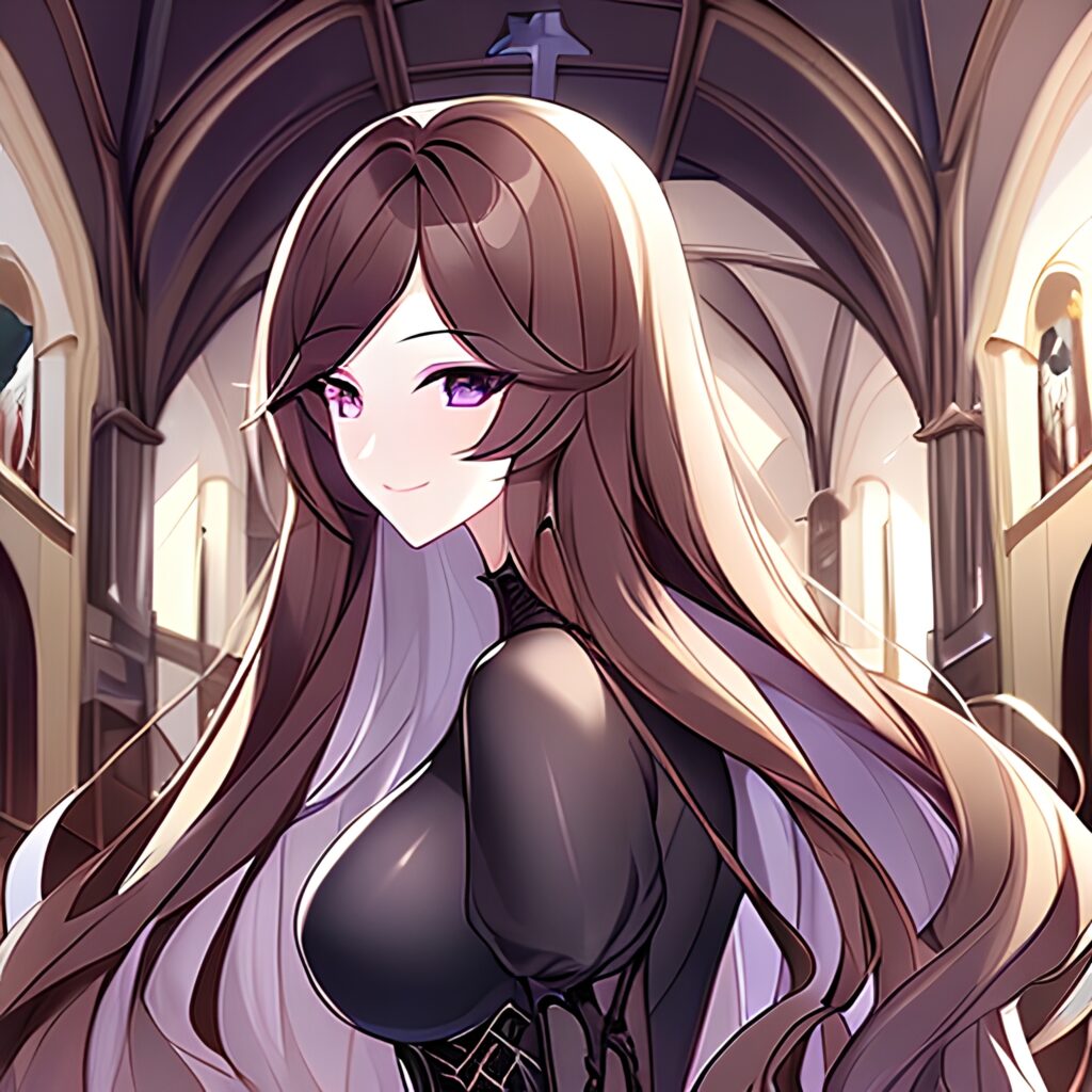 church long hair woman messy hair fishnet brunette 