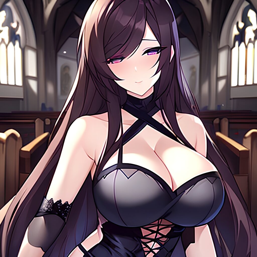 church messy hair brunette fishnet long hair woman 