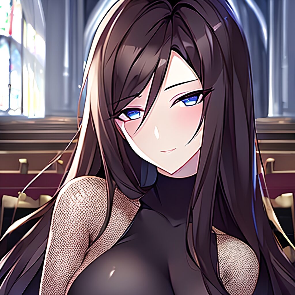 church messy hair brunette fishnet long hair woman 