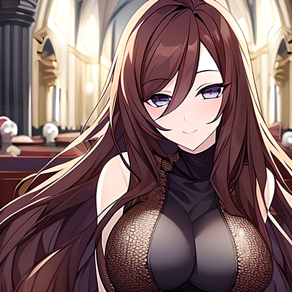 church messy hair brunette long hair woman fishnet 