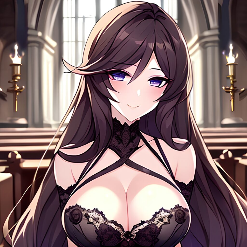 church messy hair brunette woman fishnet long hair