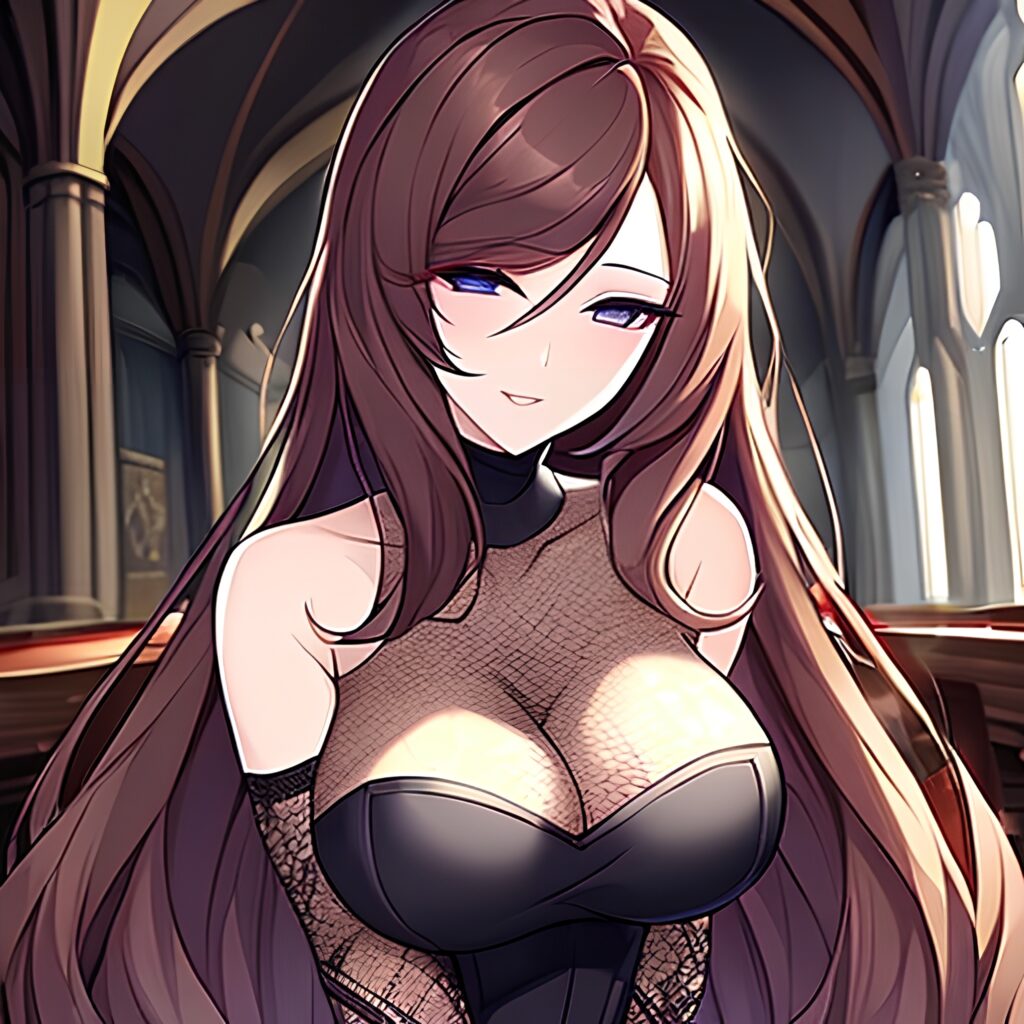 church messy hair brunette woman fishnet long hair 