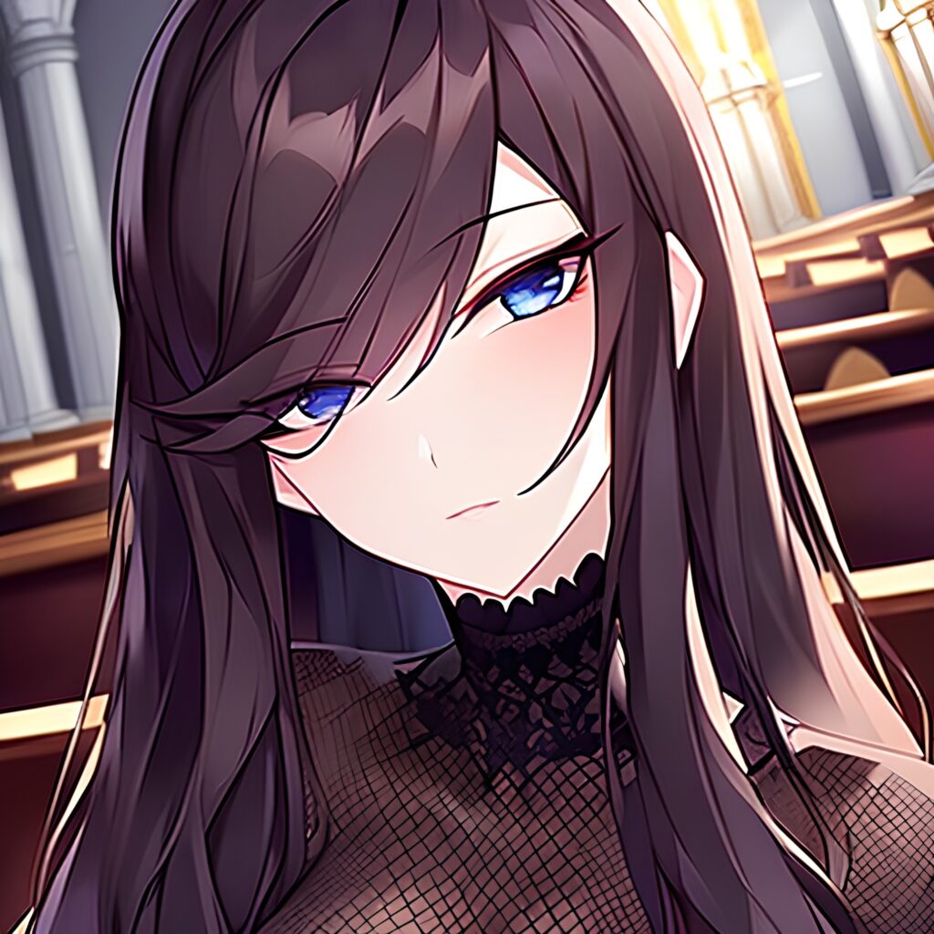 church messy hair fishnet woman long hair brunette 