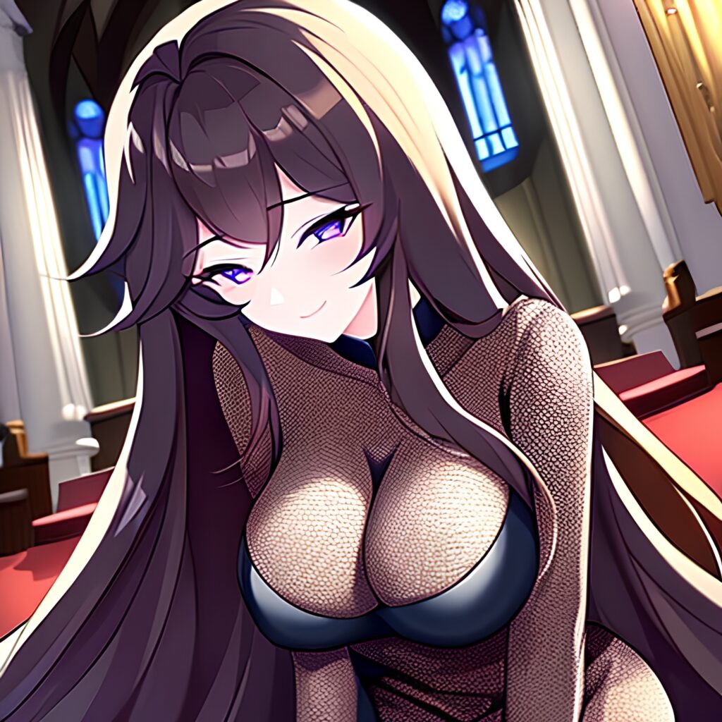 church messy hair fishnet woman long hair brunette 