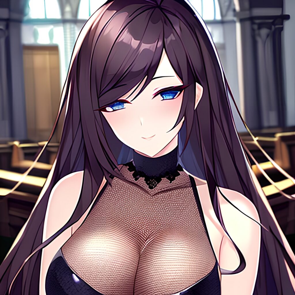 church messy hair fishnet woman long hair brunette 