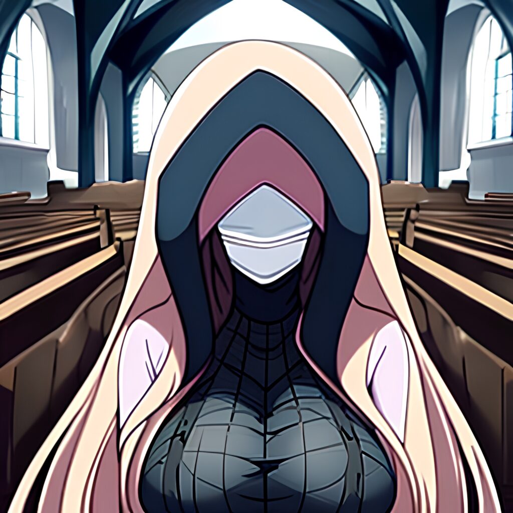 church messy hair long hair brunette woman fishnet 