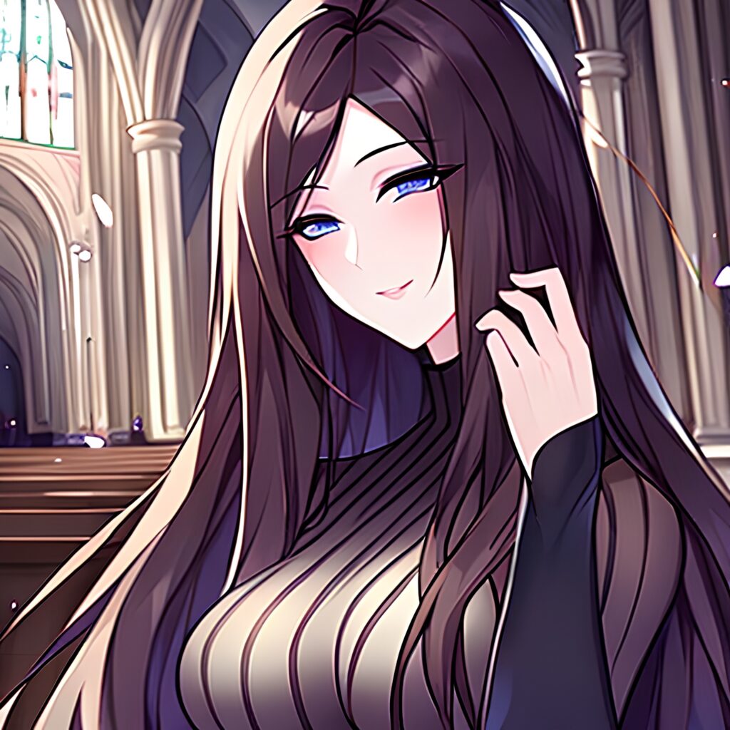 church messy hair long hair fishnet brunette woman 