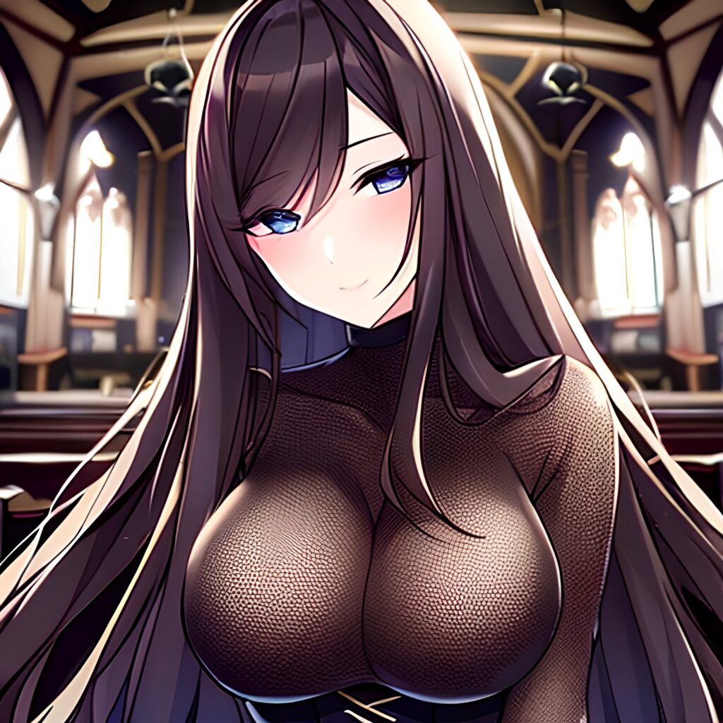 church messy hair long hair fishnet woman brunette 