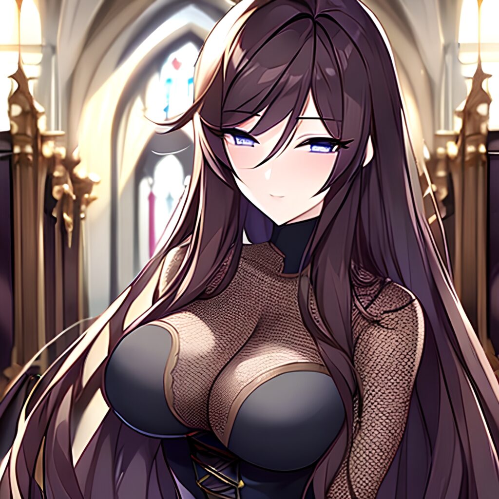 church messy hair woman brunette fishnet long hair 