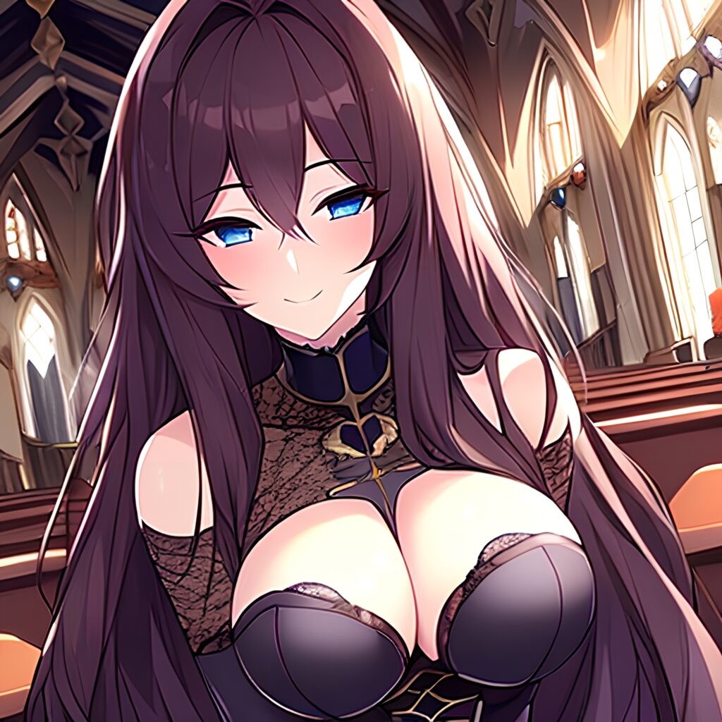 church messy hair woman brunette long hair fishnet 