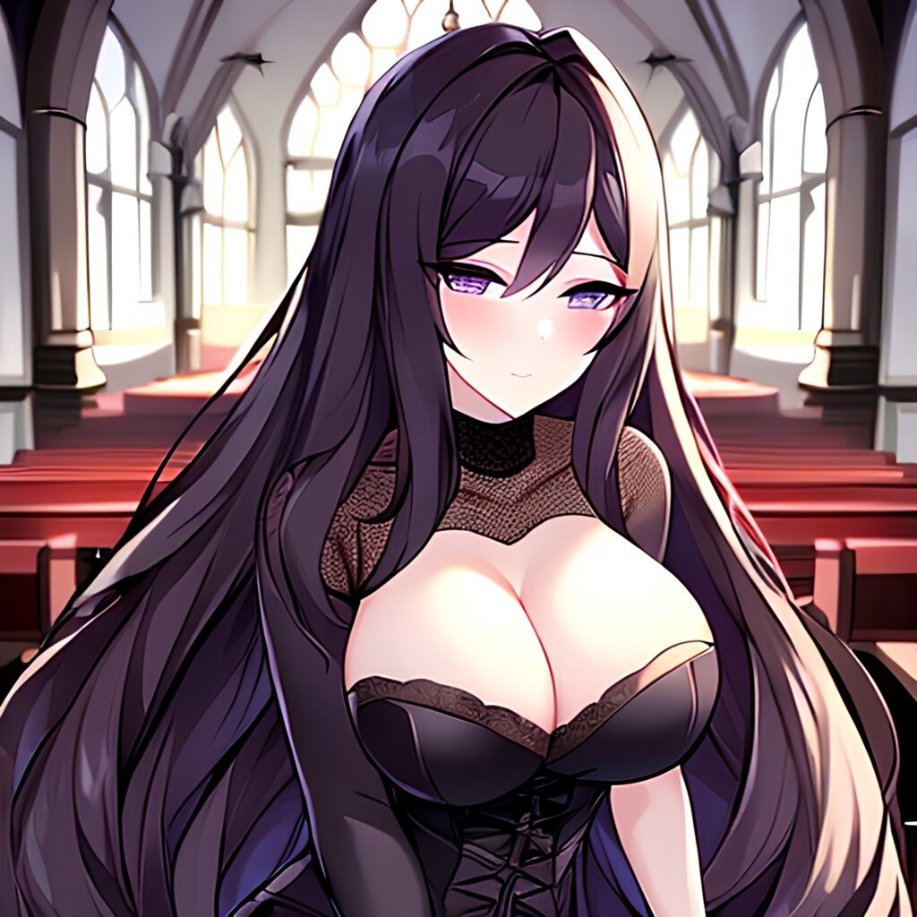 church messy hair woman fishnet long hair brunette 