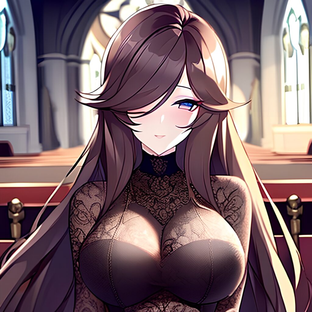 church messy hair woman long hair fishnet brunette 