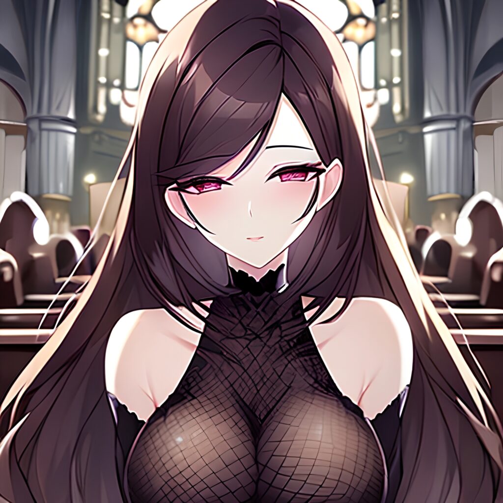 church messy hair woman long hair fishnet brunette 