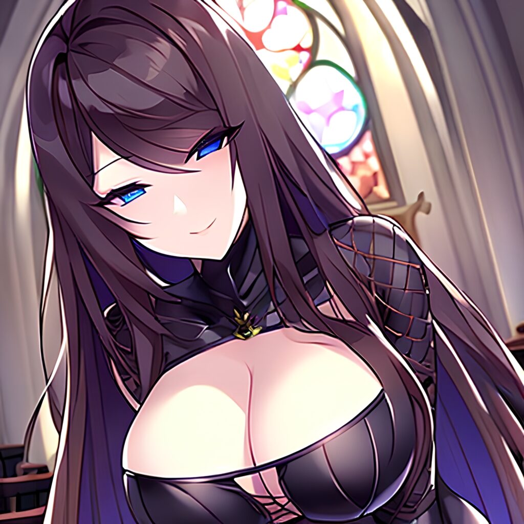 church woman fishnet long hair messy hair brunette 