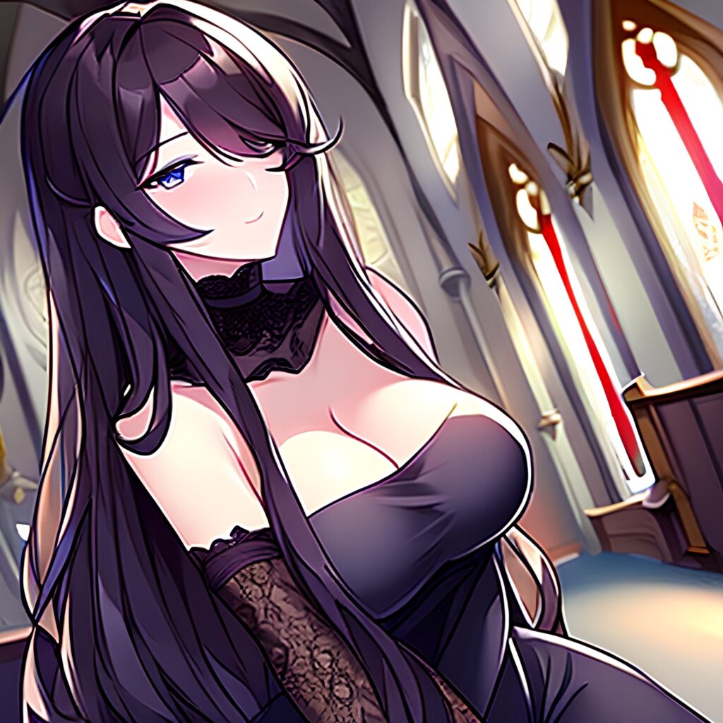 church woman messy hair brunette fishnet long hair