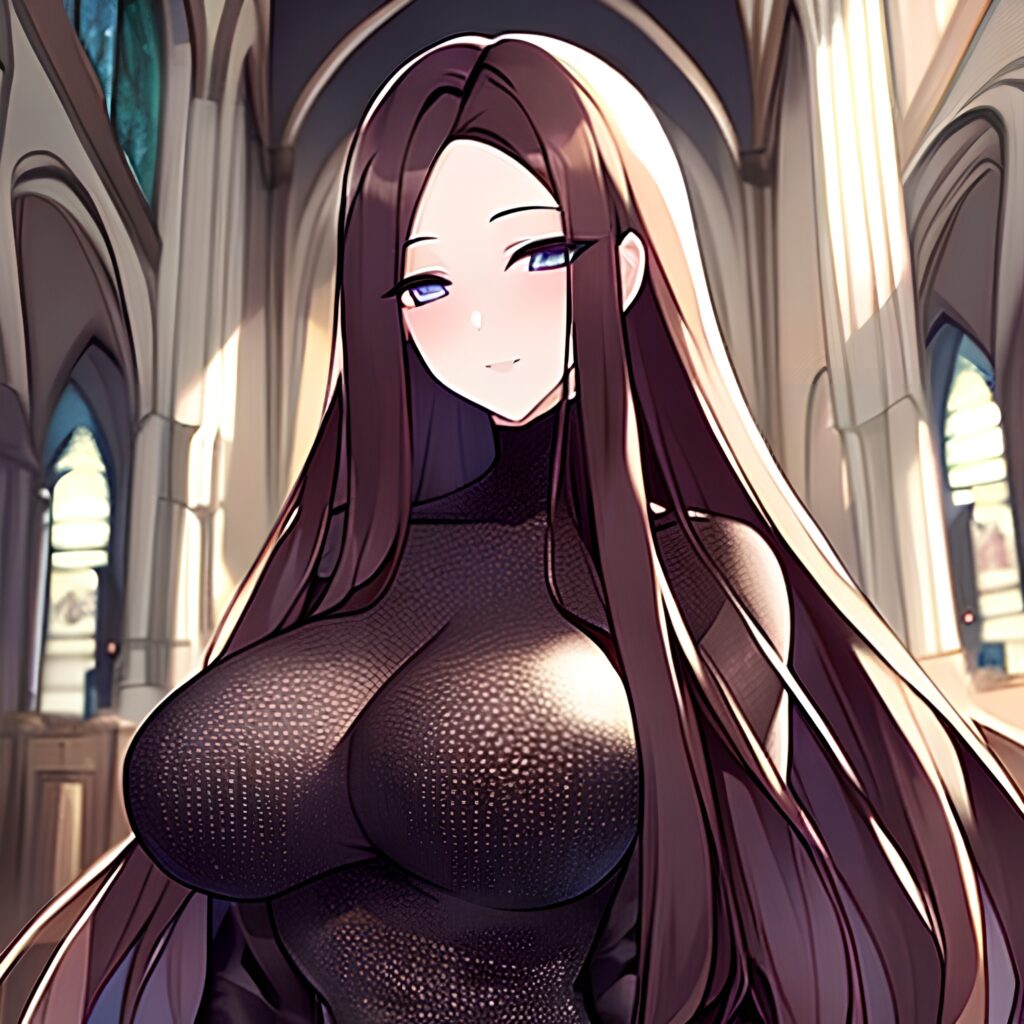 fishnet brunette church messy hair long hair woman