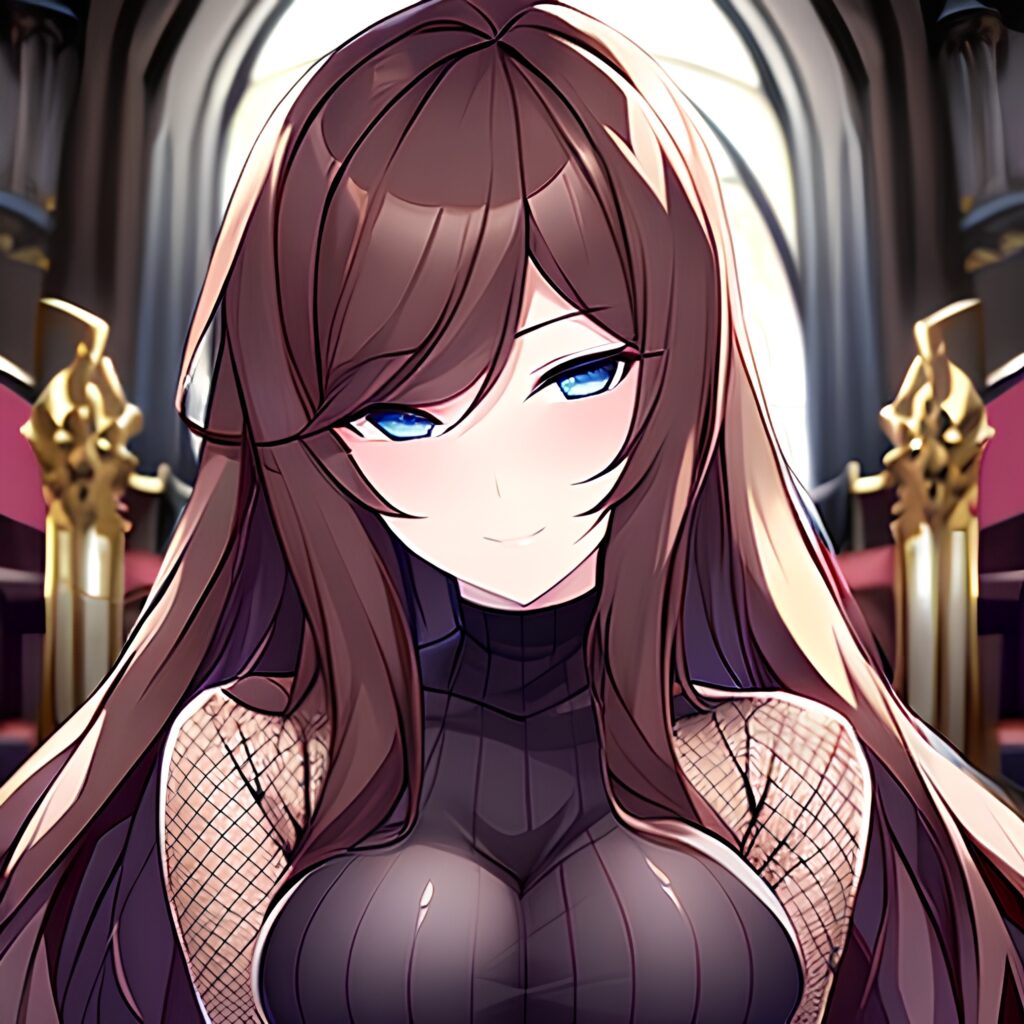 fishnet brunette church messy hair long hair woman 