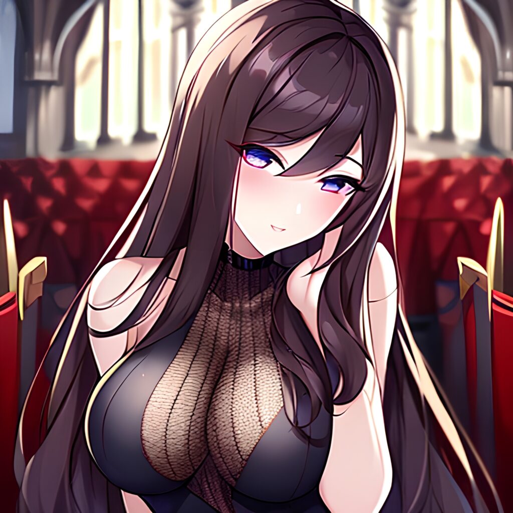 fishnet brunette church messy hair woman long hair 