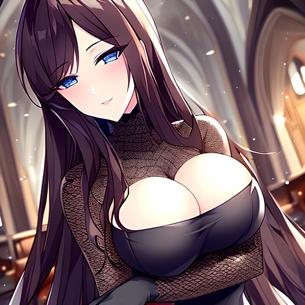 fishnet brunette church woman long hair messy hair