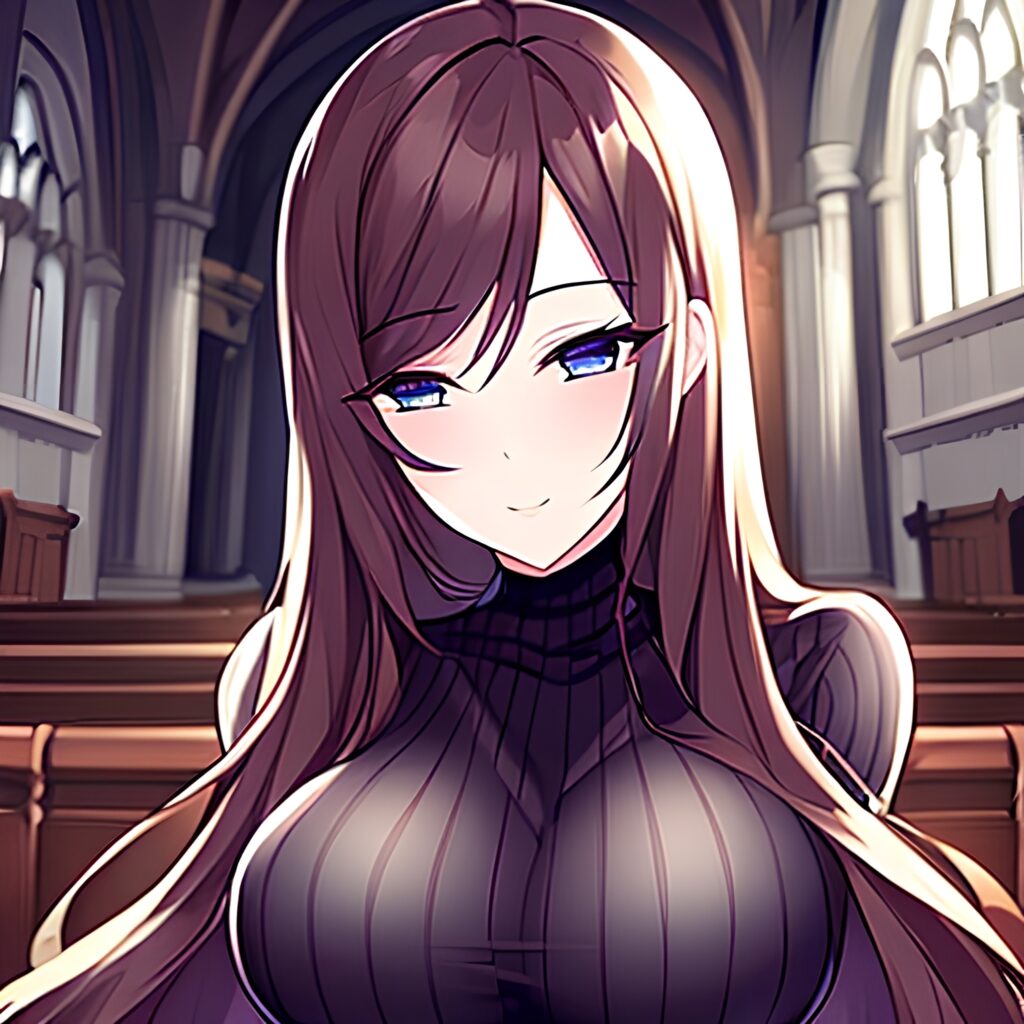 fishnet brunette church woman messy hair long hair 