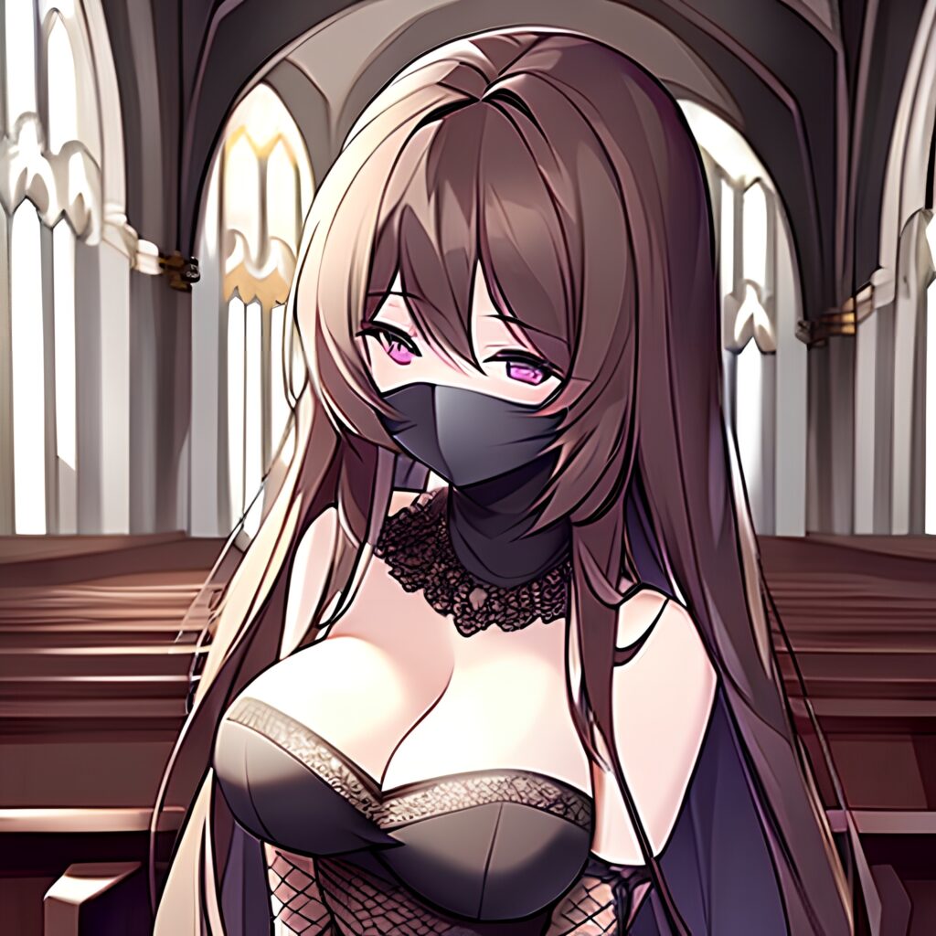 fishnet brunette long hair messy hair church woman 