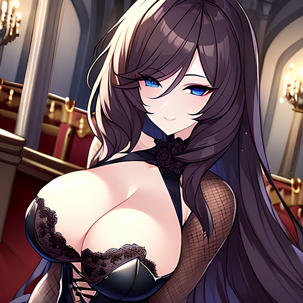 fishnet brunette messy hair church long hair woman 