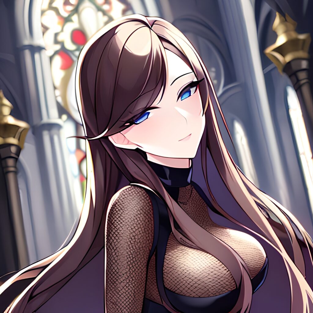 fishnet brunette messy hair woman church long hair 