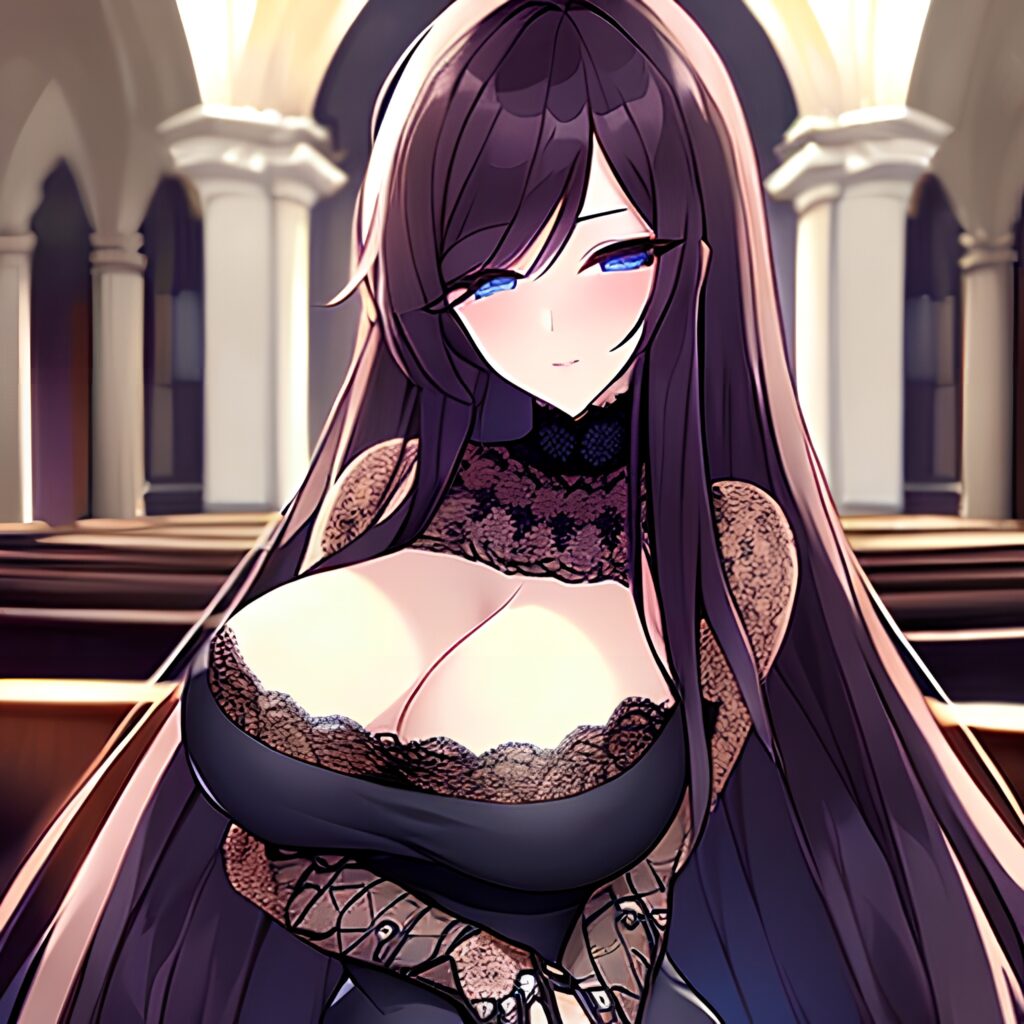 fishnet brunette woman messy hair church long hair