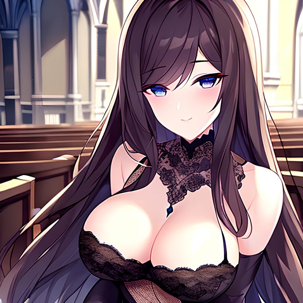 fishnet brunette woman messy hair church long hair 