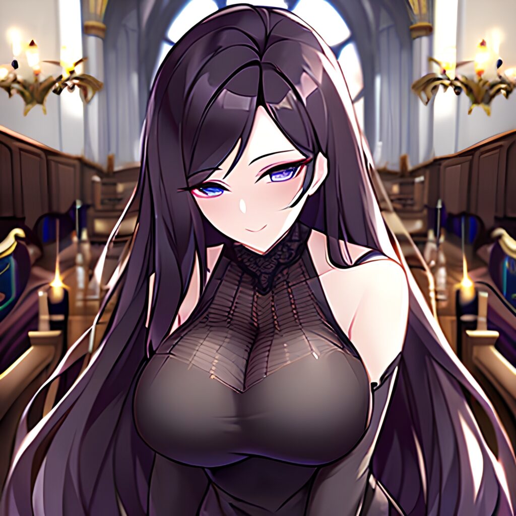 fishnet brunette woman messy hair church long hair 