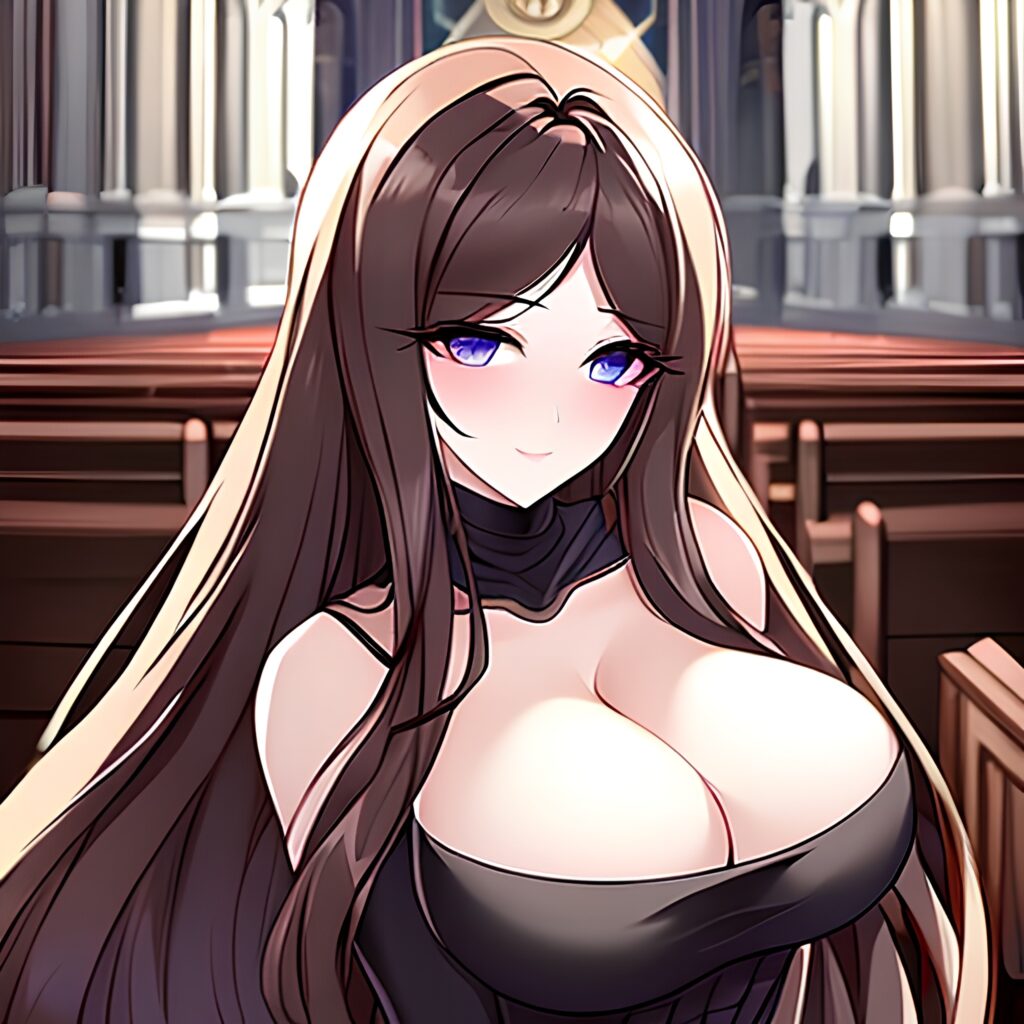 fishnet church brunette long hair messy hair woman 