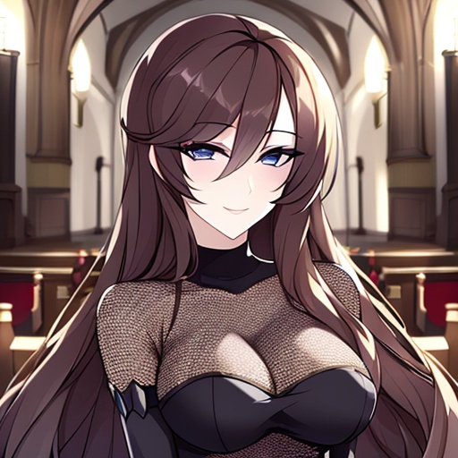 fishnet church brunette long hair woman messy hair 