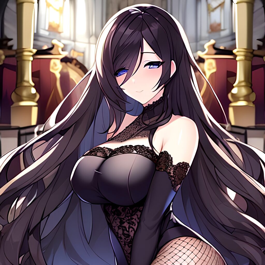 fishnet church long hair messy hair brunette woman 