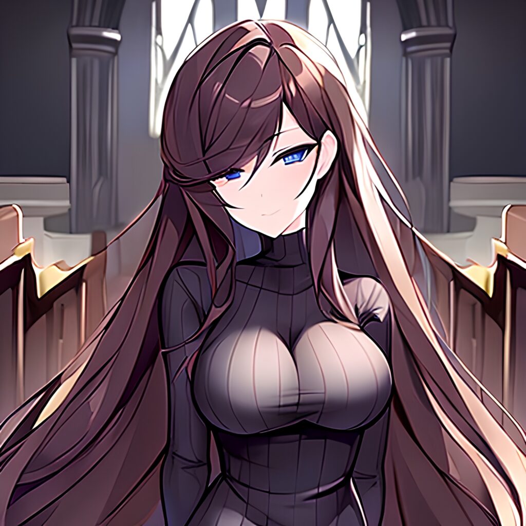 fishnet church long hair messy hair brunette woman 