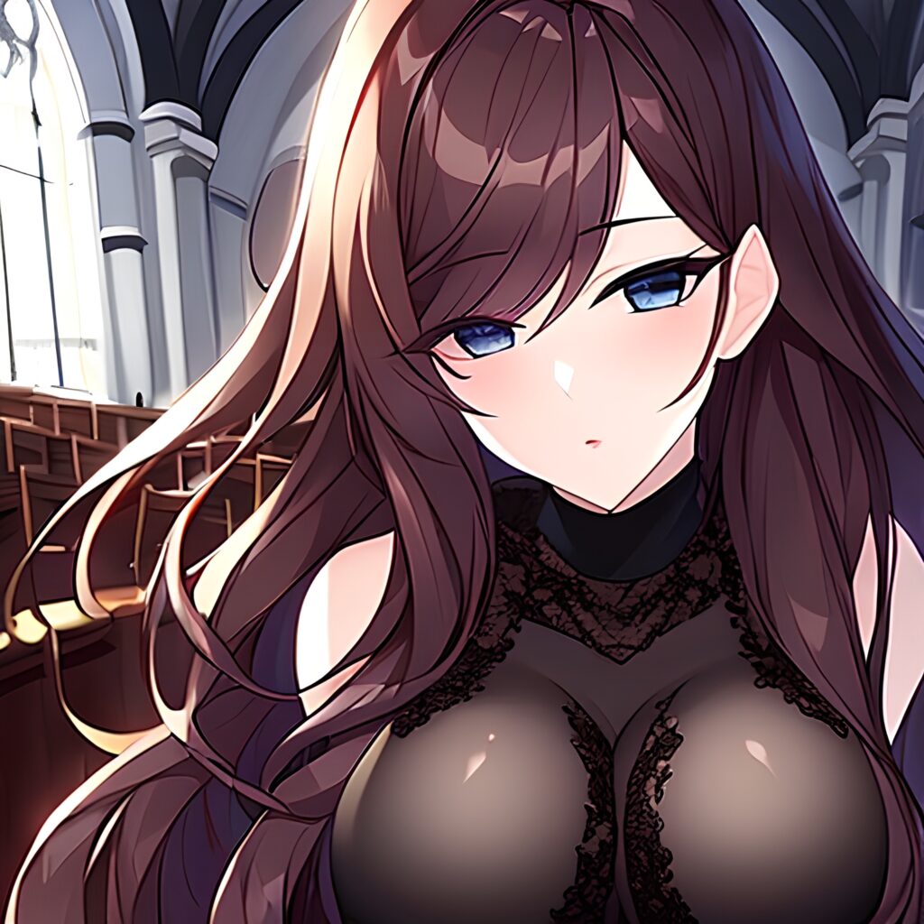 fishnet church long hair woman messy hair brunette 