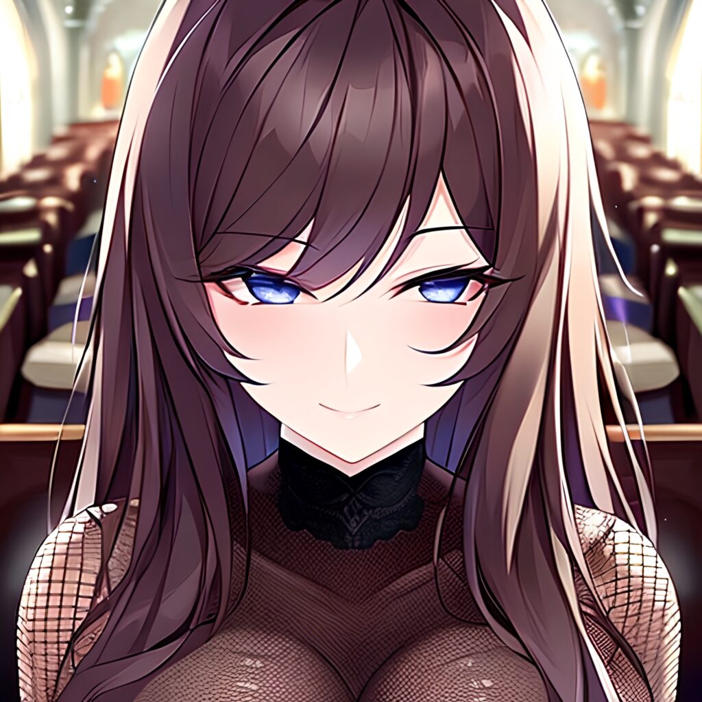 fishnet church messy hair brunette long hair woman 