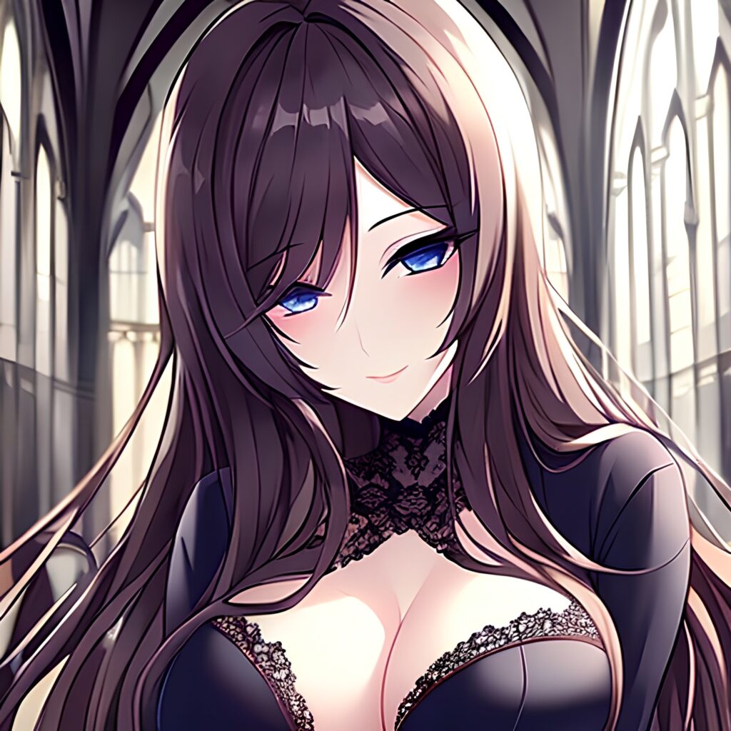 fishnet church messy hair brunette woman long hair 