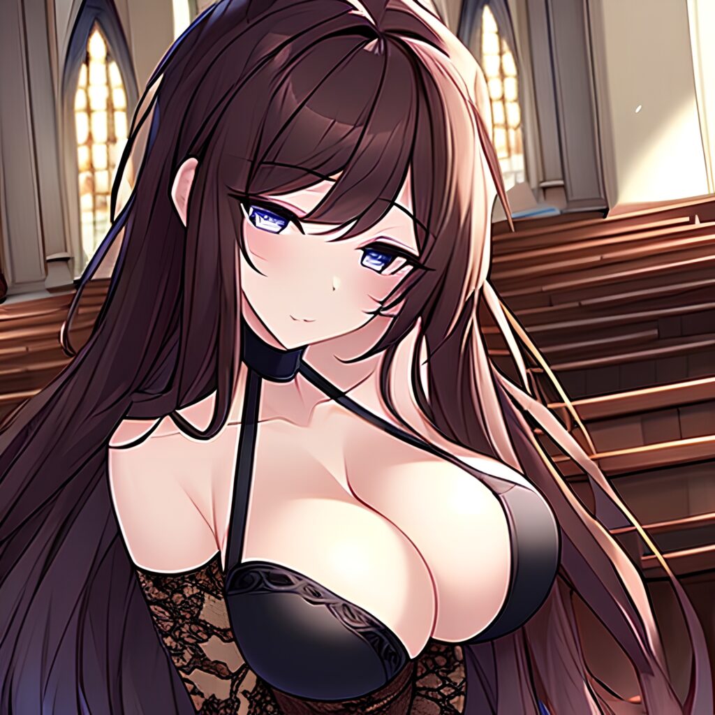 fishnet church messy hair brunette woman long hair 