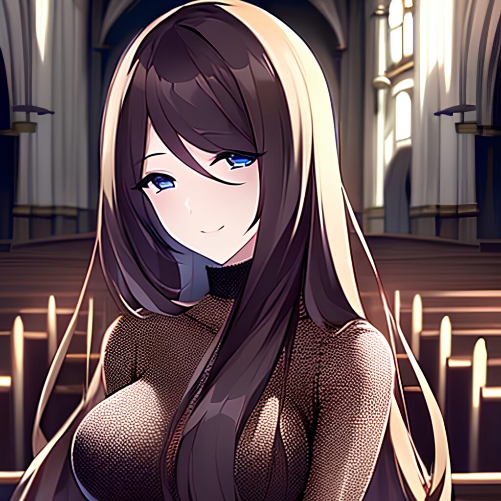 fishnet church messy hair long hair brunette woman 