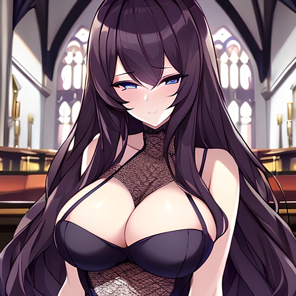 fishnet church messy hair woman long hair brunette 