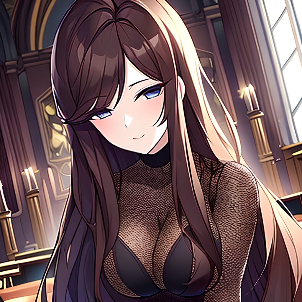 fishnet church messy hair woman long hair brunette 