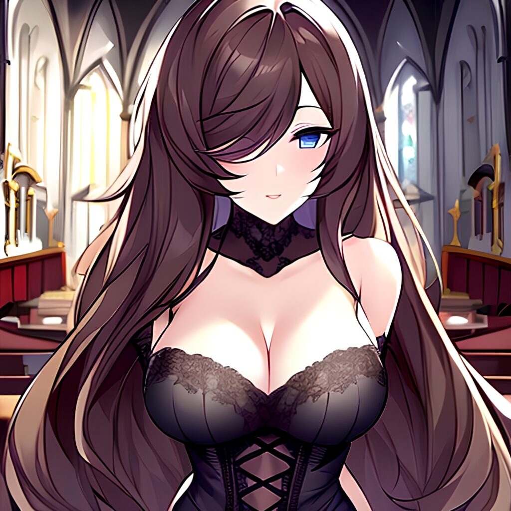 fishnet long hair brunette church messy hair woman 