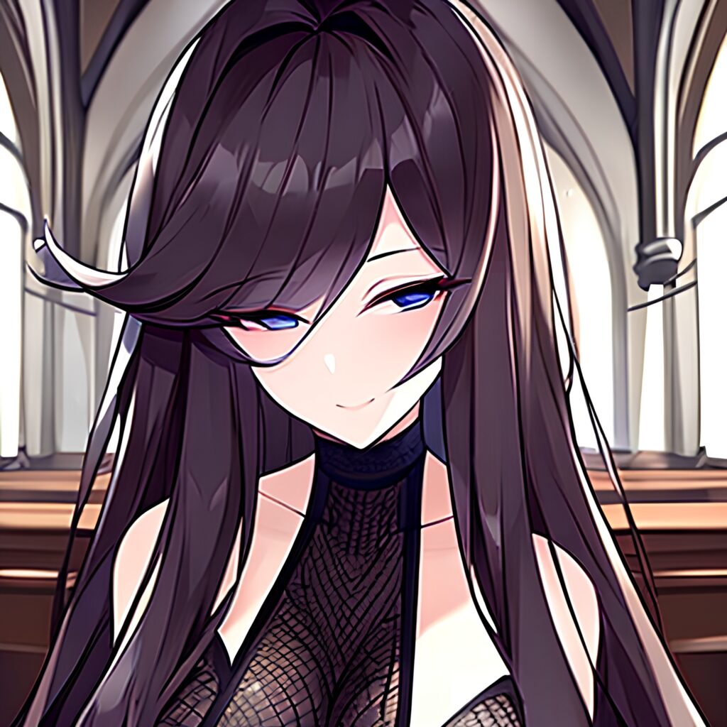 fishnet long hair church brunette messy hair woman 