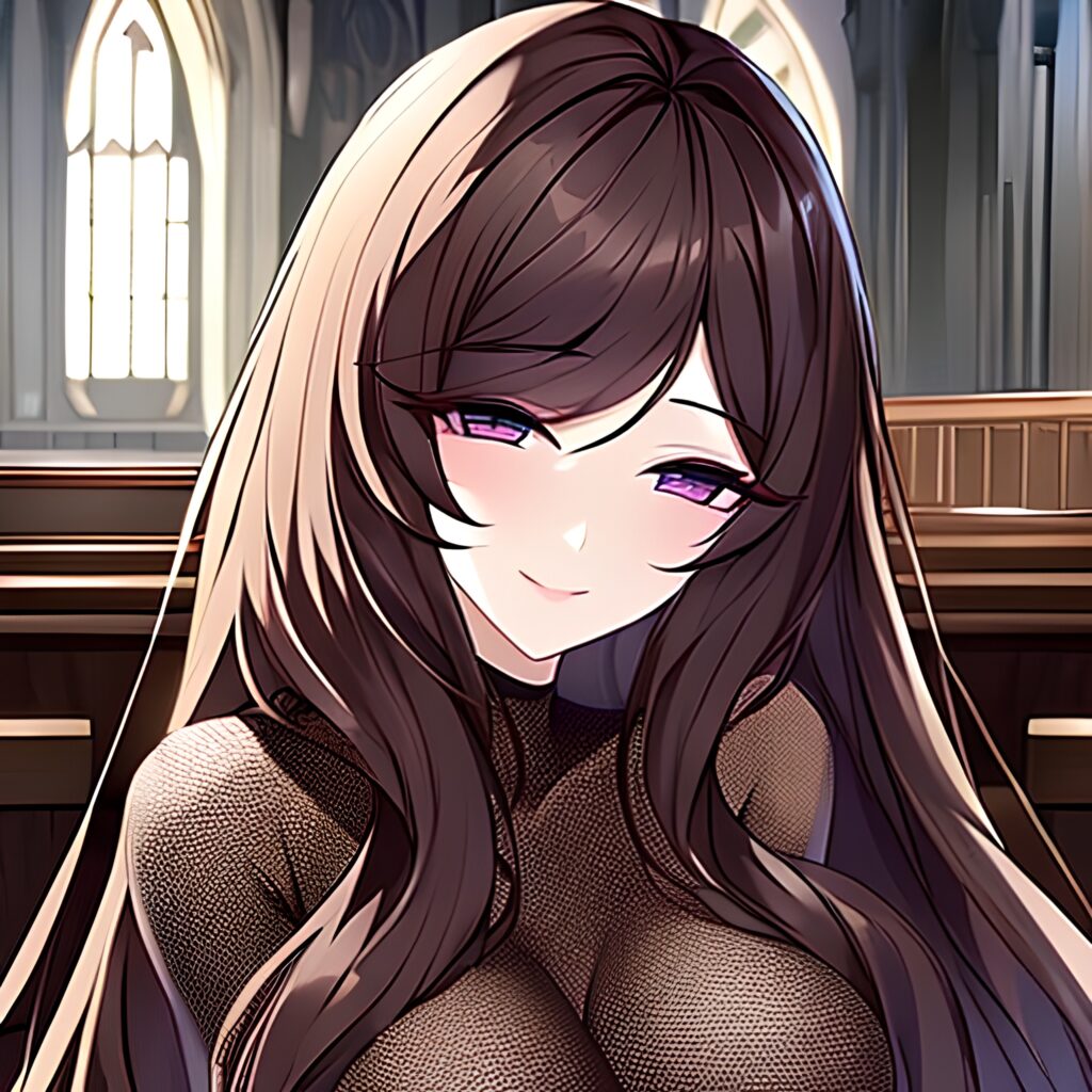 fishnet long hair church messy hair brunette woman 