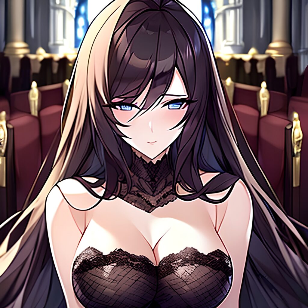 fishnet long hair messy hair brunette woman church