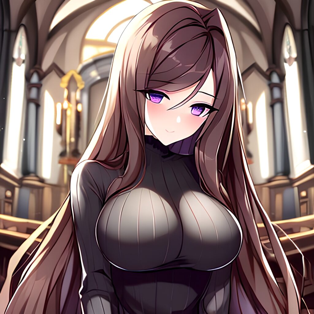 fishnet long hair messy hair church woman brunette 